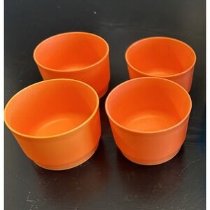 Vintage Tupperware 1229 Snack Juice Cup No Lid Orange Set Of 4